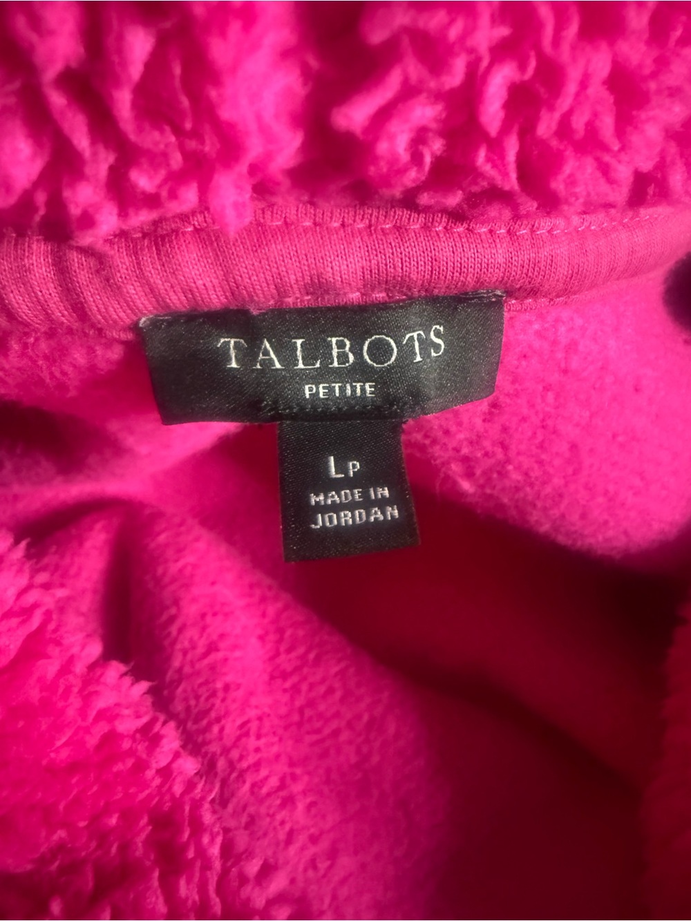 Talbots Petite Hot Pink Sherpa Asymmetrical Zip Jacket LP - Picture 3 of 9